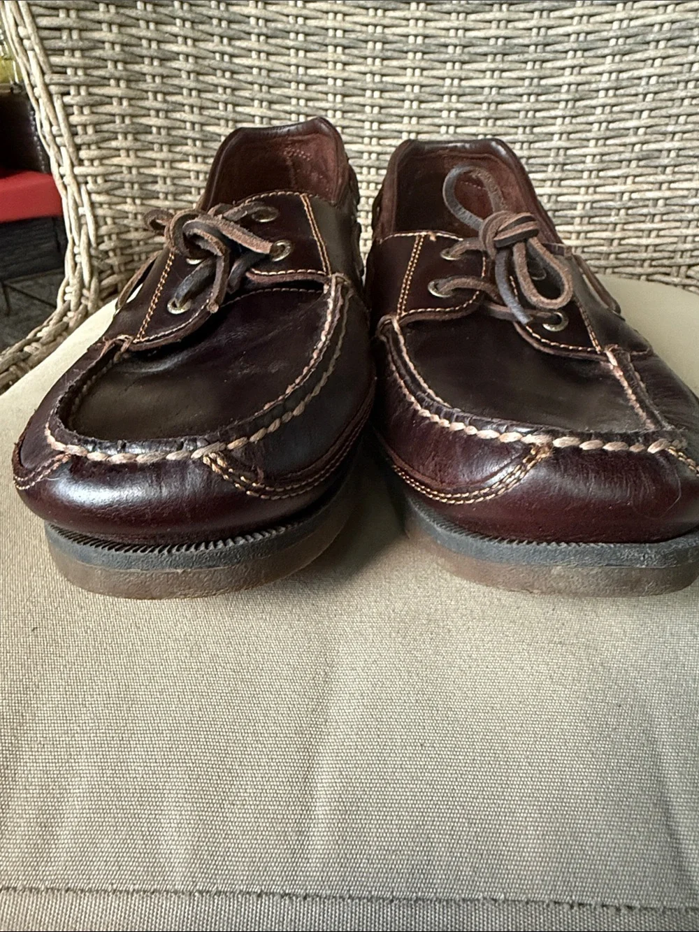 Sperry Men's Maco 2- eye canoe Leather Moc Toe Boat Shoes Amaretto brown